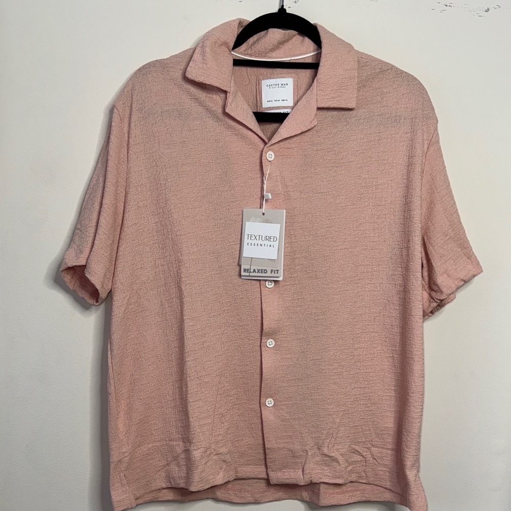 Cactus Men's Casual Pink Button Down Shirt